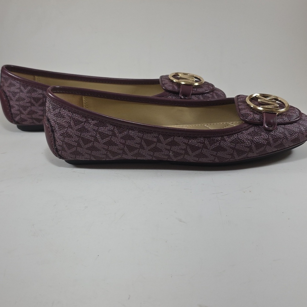Michael Kors Lillie Merlot Flats with Gold Logo - Picture 4 of 7